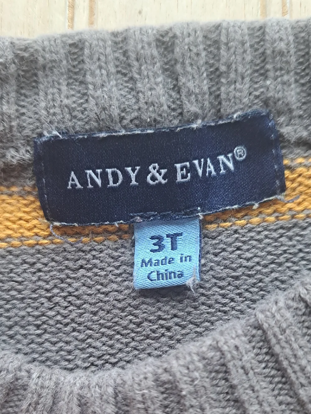 Andy & Evan Bear Intarsia 100% Cotton Knit Sweater Toddler 3T Gray Striped Comfy